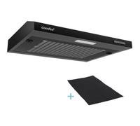 Hotte Aspirante Casquette Visière 60cm Comfee -3 Vitesses - Évacuation et Recyclage - LED Lampe - Filtre en Coton - Noir