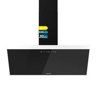 Cecotec Hotte Aspirante 90cm Bolero Flux DT 906500 Glass Black A. 165W sur 3 Niveaux, Finition en Verre Noir, Aspiration 650m3/h, Touch Control, Booster, Light, Carbon Filter