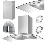 Hotte aspirante cheminée - JANSHOP - 90 cm - Inox - Berdsen BT-223 - Éclairage LED - Filtre anti-graisse aluminium
