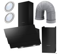 Hotte aspirante cheminée - JANSHOP - Berdsen BT-212 - 60 cm - Noire - Verre trempé - Éclairage LED - 350 m3/h