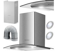 Hotte aspirante cheminée - JANSHOP - BT-202 - 60 cm - Acier inoxydable - Verre trempé - Éclairage LED - 3 vitesses