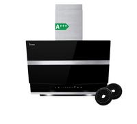 Hotte aspirante cuisine 60 cm | Hotte Murale Inclinées | acier inoxydable | verre noir | arrête automatiquement | Opération tactile | HERMES6005S