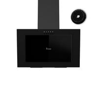 Hotte aspirante cuisine 60 cm | Inclinées | acier inoxydable | verre noir | Opération bouton poussoir | VTH601S