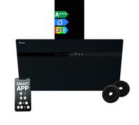 Hotte aspirante cuisine 80 cm | Inclinées | acier inoxydable | verre noir | WiFi | arrête automatiquement | éclairage LED RVB | Opération tactile | STYLE8005SMAO