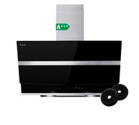 Hotte aspirante cuisine 80 cm | Hotte Murale Inclinées | acier inoxydable | verre noir | arrête automatiquement | Opération tactile | HERMES8005S