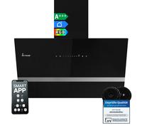Hotte aspirante cuisine 80cm Hotte Murale Inclinées acier inoxydable verre noir
