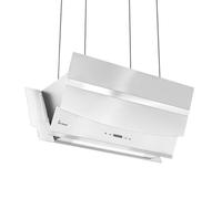 Hotte aspirante cuisine 90cm Hotte Îlot Inclinées acier inoxydable verre blanc