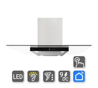 Hotte aspirante cuisine 90cm Hotte Îlot acier inoxydable verre noir WiFi