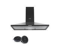 Hotte Aspirante de Cuisine 90cm - 400 m³/h - 2 Filtres à Charbon - 3 Vitesses-Recyclage ou Evacuation - LED - NOIR