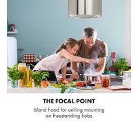 Hotte aspirante d'îlot Barett Ø35cm recirculation 558 m³/h LED filtre à charbon actif B