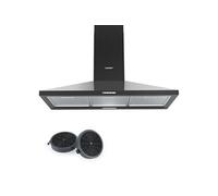 Hotte Aspirante Hotte de Cuisine 90cm-320 m³/h-2 Filtres à Charbon- 3 Vitesses-Recyclage ou Evacuation-LED lampe-NOIR