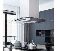 Hotte Aspirante, Hotte de Cuisine Hotte Casquette Hotte îlot avec écran tactile LCD et capteur 90 cm 756 m³/h LED