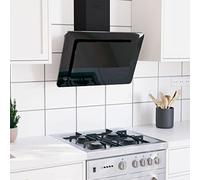 Hotte Aspirante, Hotte de Cuisine Hotte Casquette Hotte murale 60 cm Acier inoxydable et verre trempé Noir