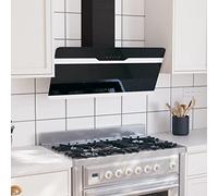 Hotte Aspirante, Hotte de Cuisine Hotte Casquette Hotte murale 90 cm Acier et verre trempé Noir