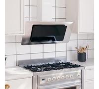 Hotte Aspirante, Hotte de Cuisine Hotte Casquette Hotte murale 90 cm Acier inoxydable et verre trempé Argenté