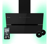 Hotte aspirante KKT KOLBE 80 cm 782 cbm/h Recyclage de l'air Évacuation de l'air Hotte murale sans tête Noir Verre Smart WiFi App WLAN Éclairage RGBW-LED ECCO8005SM