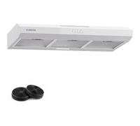 Klarstein Contempo 90 Hotte aspirante encastrée 90 cm 200 m³/h LED Acier inoxydable Acrylique Blanc