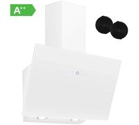 Hotte aspirante,murale de cuisine inclinee hotte,A++,700m³/h,3 Vitesses,Recyclage avec Filtre à Charbon,Touche Tactile L60 cm