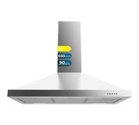 Hotte aspirante pyramidale 90 cm Bolero Flux PM 906500 - 650 m³/h, moteur 165 W, 3 vitesses, filtre à charbon, finition noire/inox