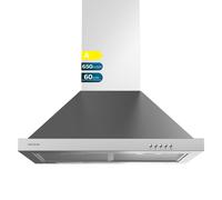 Cecotec Hotte aspirante 60 cm Pyramidale Bolero Flux PM 606500 Inox A. Moteur 165 W, Finition inox, Aspiration 650 m3/h, Commande mécanique, 3 niveaux de puissance, Lumière et Filtre à charbon