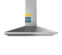 Cecotec Hotte aspirante 90 cm Pyramidale Bolero Flux PM 903500 Inox B. Moteur 65 W, Finition inox, Aspiration 350 m3/h, Commande mécanique, 3 niveaux de puissance, Lumière et Filtre à charbon