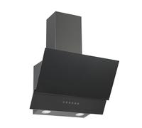 Hotte aspirante Respekta/Hotte inclinée de 60 cm/Boîtier en acier inoxydable avec abat-jour en verre noir/Fonction d'extraction et de recyclage de l'air / CH66060BSGA / A / 42-64 dB