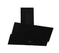Hotte aspirante Respekta/Hotte inclinée de 90 cm/Boîtier en métal avec écran en verre noir/Fonction d'extraction et de recyclage de l'air / CH66038-90SAM / A / 54-67,5 dB