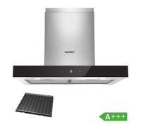 Hotte Aspirante Tactile 60cm Comfee - 650 m³/h - Classe A+++ - 4 Vitesse - Filtre à Charbon - Lampes LED Affichage- En Inox Noir