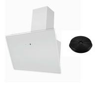 Hotte Avec Filtre Charbon 60 CM Set Ventilation Blanc Dôme sans Tête LED