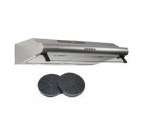 Hotte casquette visière BELDEKO 60 cm - inox - double moteur 200 W - débit 435 m³/h - filtres à charbon inclus - 3 vitesses - éclairage LED - évacuation ou recyclage - marque française