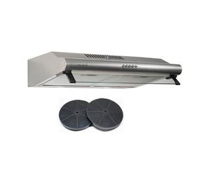 Hotte casquette visière BELDEKO 60 cm - inox - double moteur 200 W - débit 435 m³/h - filtres à charbon inclus - 3 vitesses - éclairage LED - évacuation ou recyclage - marque française