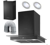 Hotte cheminée 60 cm - JANSHOP - Noir - Modèle BT-217 - Verre trempé - Acier inoxydable - Éclairage LED