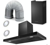 Hotte cheminée 90 cm - JANSHOP - Noir - Acier inoxydable - Berdsen BE-90S - 160 W - 750 m3/h - Évacuation & recyclage