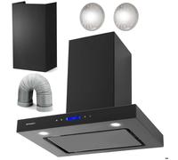 Hotte cheminée en acier inoxydable - JANSHOP - 60 cm - Noir - Verre trempé - Éclairage LED 2x1 W - Débit 510 m³/h
