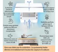 Hotte Clara 60 verre 509 m³/h Touch Lumière d'ambiance A++