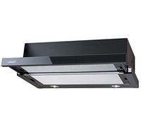 Hotte d’extraction télescopique. Modèle : TF 2003 GBK. Cloche de cuisine avec 2 niveaux d’extraction. Panneau de contrôle mécanique. Finition en verre noir. Classe d’efficacité énergétique :