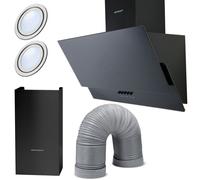 Hotte de cuisine cheminée - Berdsen - 60 cm - Noir - Modèle BT-211 - Acier inoxydable - Verre trempé - Éclairage LED