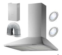 Hotte de cuisine cheminée inox - JANSHOP - 60 cm - Modèle BT-213 - 350 m3/h - 64 dB - Commande par boutons
