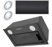 Hotte de cuisine encastrable - JANSHOP - BE-50 - 52 cm - Noire - Éclairage LED - Filtre à graisse 5 couches - 380 m3/h