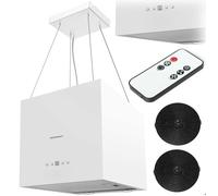 Hotte de cuisine îlot - BERDSEN - 40 cm - 2 filtres à charbon - Acier inoxydable blanc - Éclairage LED économique