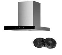 Hotte de Cuisinière la 60 CM Acier Inoxydable Noir Verre avec Filtre respekta