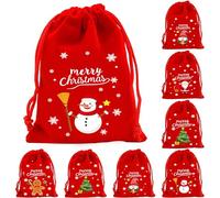 Hotte de Père Noël,XineYuor 6PCS Sac du Père Noël avec Cordon Sac de Noël Sac Cadeau Rouge pour Costume de Père Noël et décoration de Noël