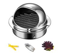 Hotte de sortie d'air en acier inoxydable 304, couvercle de sortie mural rond, résistant aux intempéries, grille d'échappement de cuisine et de salle de bain avec écran intégré (argent, 300 mm)