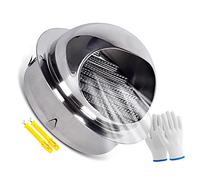 Hotte de sortie d'air murale argentée en acier inoxydable 304, ronde, résistante aux intempéries, pour cuisine, chambre à coucher, salle de bain, bureau, avec grille d'aération en maille intégrée (ar