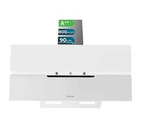 Cecotec Hotte Aspirante Inclinée Décorative 90cm Bolero Flux Dt 908010 Glass White A++. Finition Verre Blanc Mat, Aspiration 800M3/H, Moteur 210W, Ouverture Automatique, Filtre à Charbon