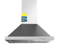 Cecotec Hotte aspirante 60 cm Pyramidale Bolero Flux PM 606500 Inox A. Moteur 165 W, Finition inox, Aspiration 650 m3/h, Commande mécanique, 3 niveaux de puissance, Lumière et Filtre à charbon