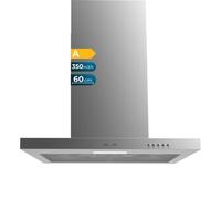 Cecotec Hotte aspirante 60 cm type T Bolero Flux TM 603500 Inox A. Puissance d'aspiration 350 m3/h, moteur 70 W, contrôle mécanique, 3 niveaux de puissance, lumière et filtre à carbone, inox
