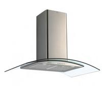 GHS972IX - Hotte - hotte décorative - largeur : 90 cm - profondeur : 50 cm - evacuation & recyclage - acier inox/verre