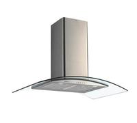 Glem GHS972IX - Hotte - hotte décorative - largeur : 90 cm - profondeur : 50 cm - evacuation & recyclage - acier inox/verre Acier inox/verre G