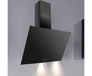 Hotte Décorative Murale 80 cm GURARI GCH D 286 BL 8 PRIME avec set de recirculation, hotte de cuisine verre noir 1000m³/h, Hotte Aspirante TouchControl et télécommande